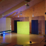 Bühne mit Stellwand, Turnhalle, Theater, Bühnentechnik, Beleuchtung